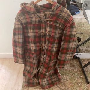 UNIQUE plaid gloverall duffel coat.